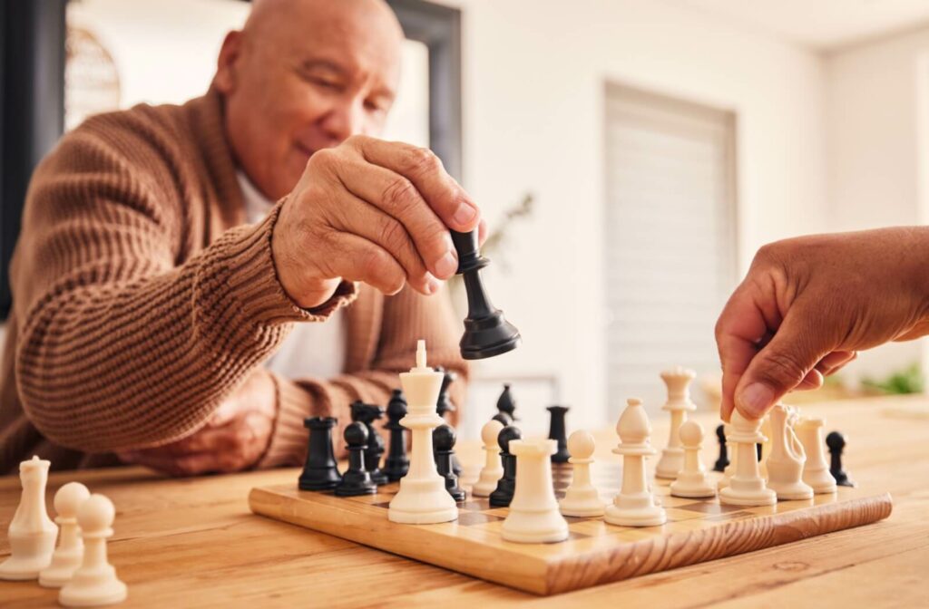 two seniors play chess